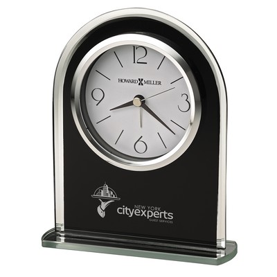Ebony Luster Glass Arch Clock w/ White Dial