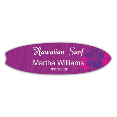 Full Color Name Badge W/Personalization (5.5"X1.625") Surfboard Shape