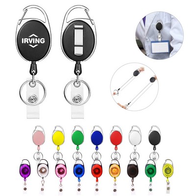 Oval Shape Retractable Badge Holder with Clip