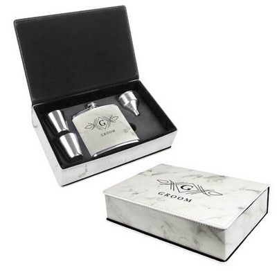 Leatherette Flask Gift Set