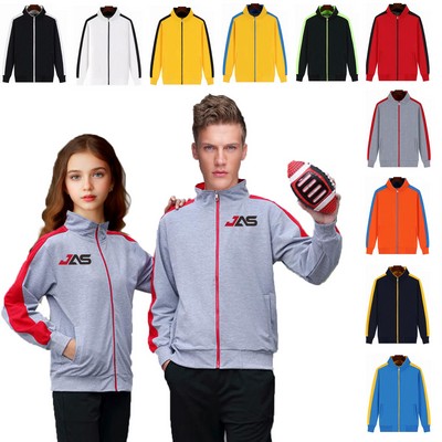 Customizable Full Zip Piqué Warm Jacket for Outdoor Adventures