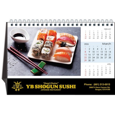 Sushi Time 2026 Desktop Calendar w/Foil Stamped Hardboard Easel