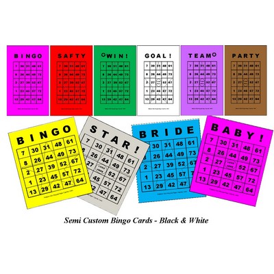 Semi Custom Bingo Game Cards - Black & White (5.50"x8.5")