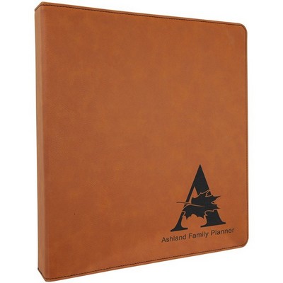 10 1/2" x 11 1/2" Rawhide Leatherette 3 Ring Binder w/1" Slant Rings