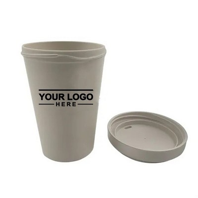 12oz Custom Bamboo Fiber Travel Coffee Cup with Lid