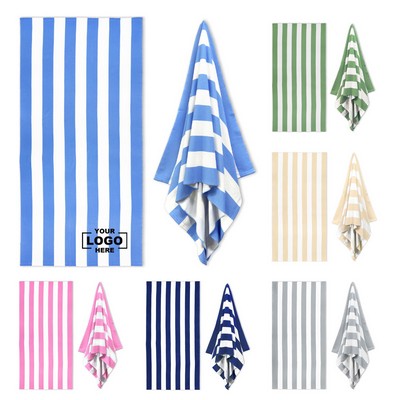 Striped Ultra-Fine Fiber Beach Towel – Quick-Dry Sports & Swim Towel