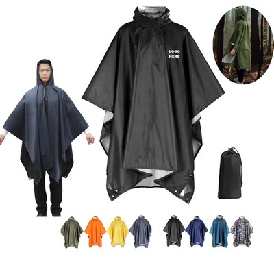 Travel 3 in 1 Reusable Camping Hiking Waterproof Hooded Jacket Rain Poncho with Hood